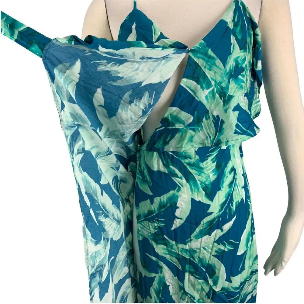 Gianni Bini XS Palm Wrap Dress NWT $109 Amy Blue Green Summer Cruise